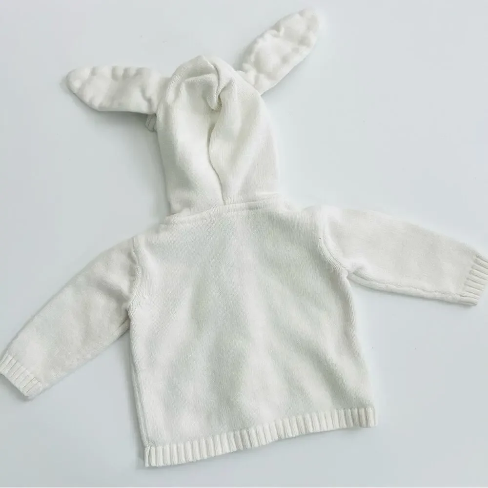 Gymboree Baby Peter Rabbit hooded ears white sweater cardigan